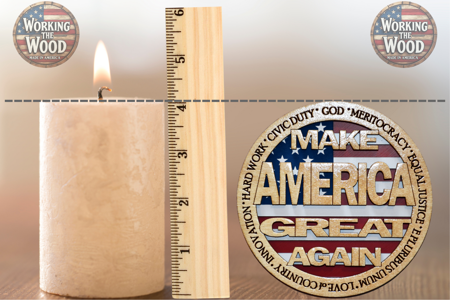 Make America GREAT Again Emblem - 4 Inch Round with Stand