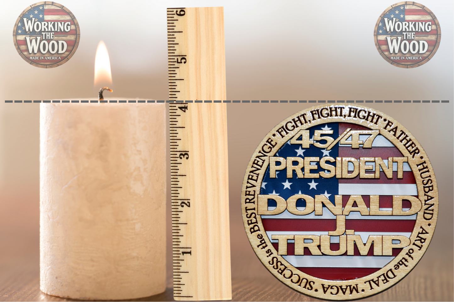 American Presidents' (DJT) Emblem - 4 Inch Round with Stand