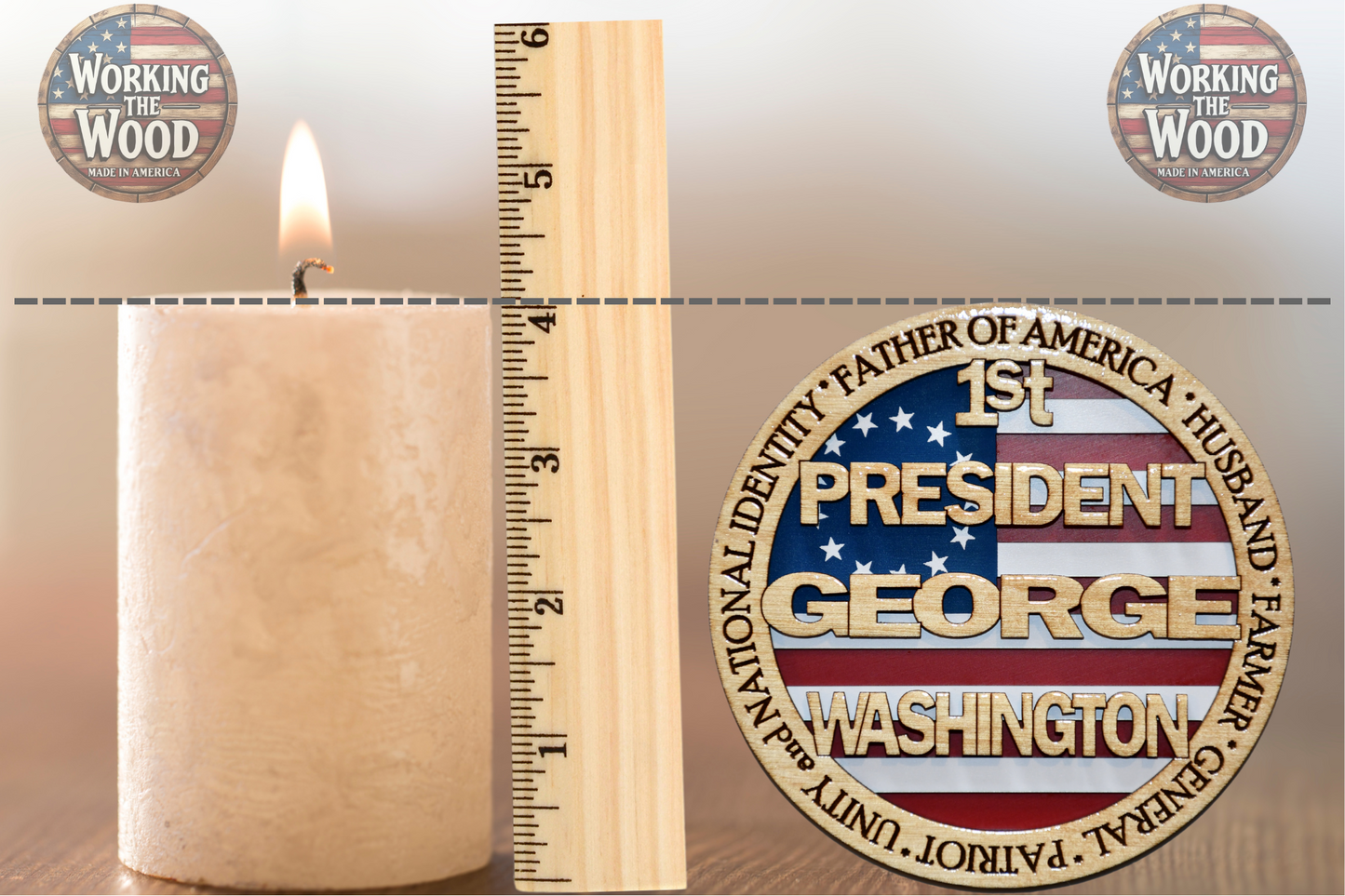American Presidents' (Washington) Emblem - 4 Inch Round with Stand