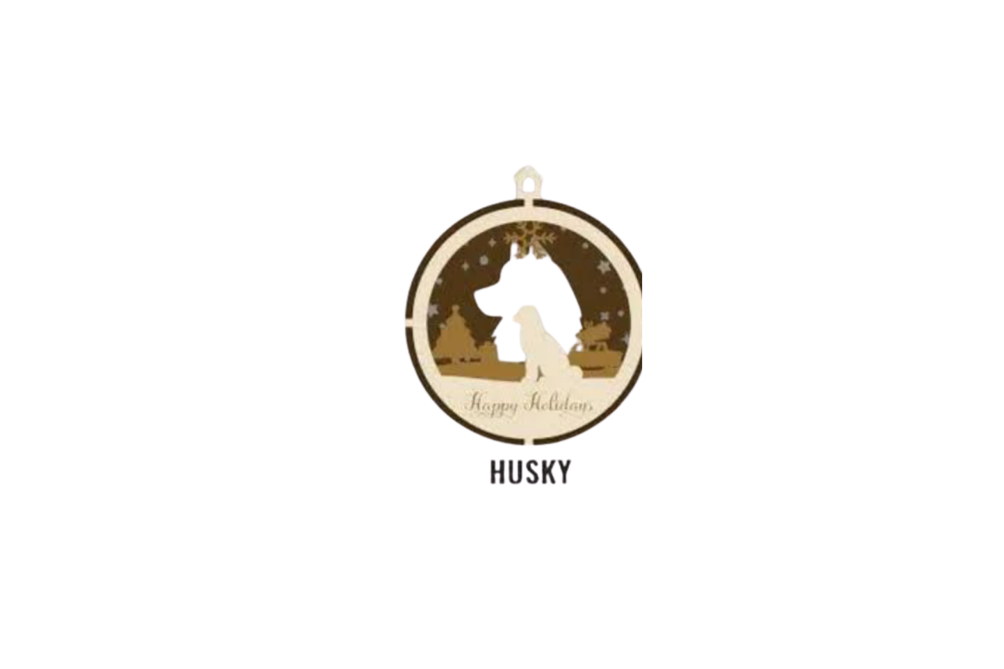 3 Layer Dog Ornament - Husky - Laser Engraved Wood | Made in America