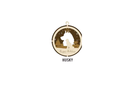 3 Layer Dog Ornament - Husky - Laser Engraved Wood | Made in America