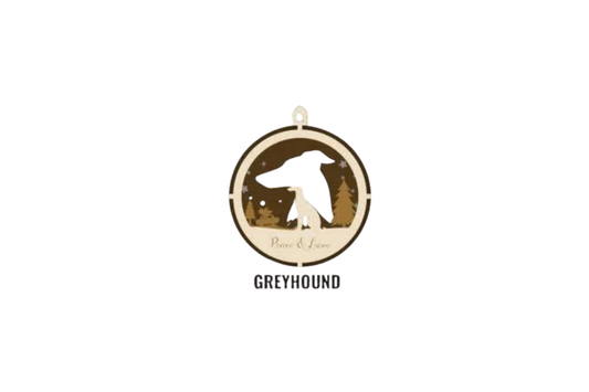 3 Layer Dog Ornament - Greyhound - Laser Engraved Wood | Made in America