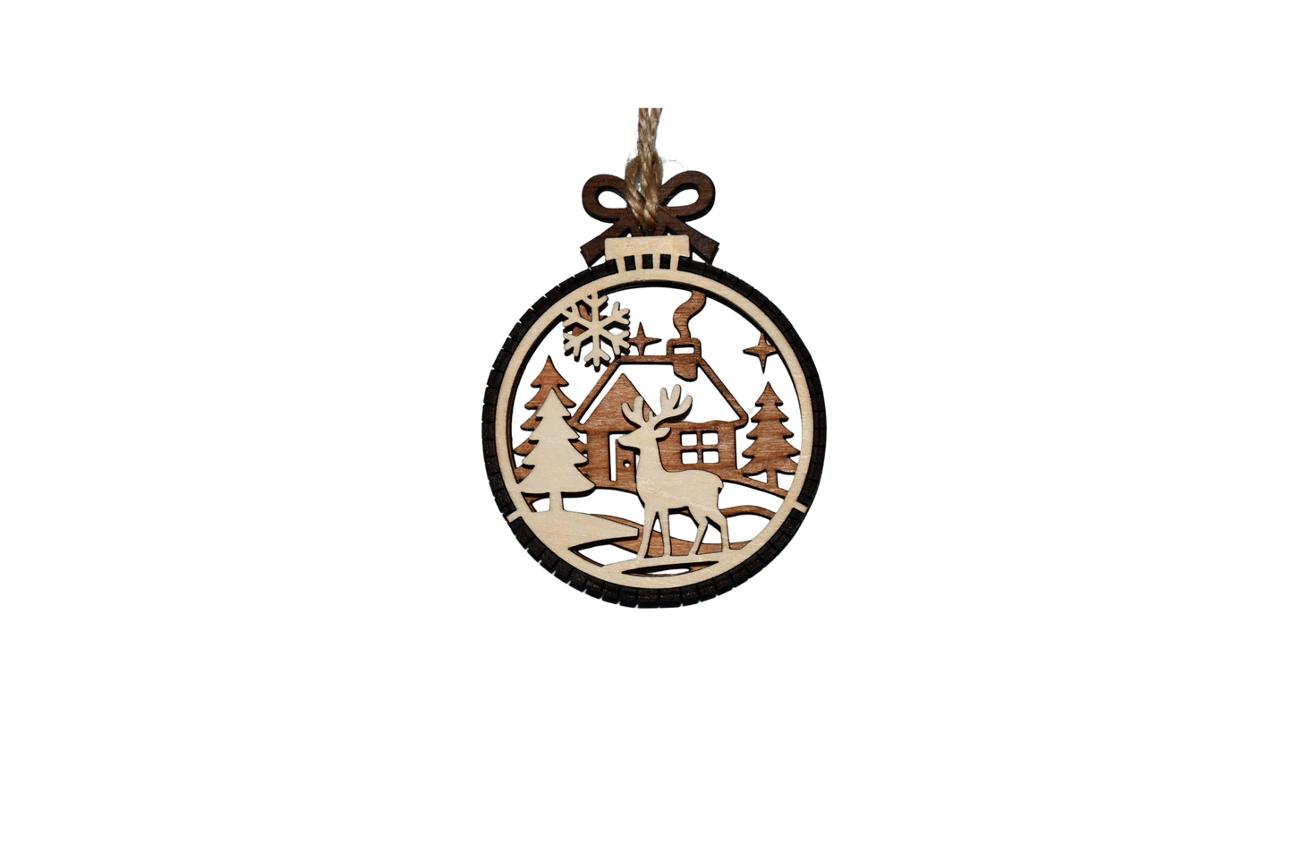 2 Layer Christmas Ornament - Deer - Home - Laser Engraved Wood | Made in America