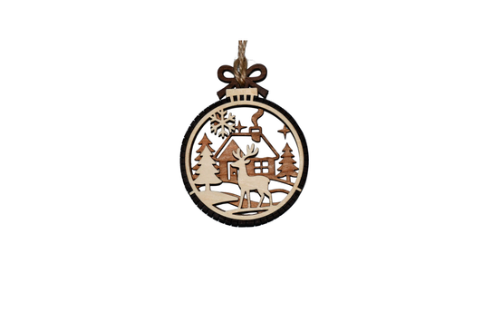 2 Layer Christmas Ornament - Deer - Home - Laser Engraved Wood | Made in America