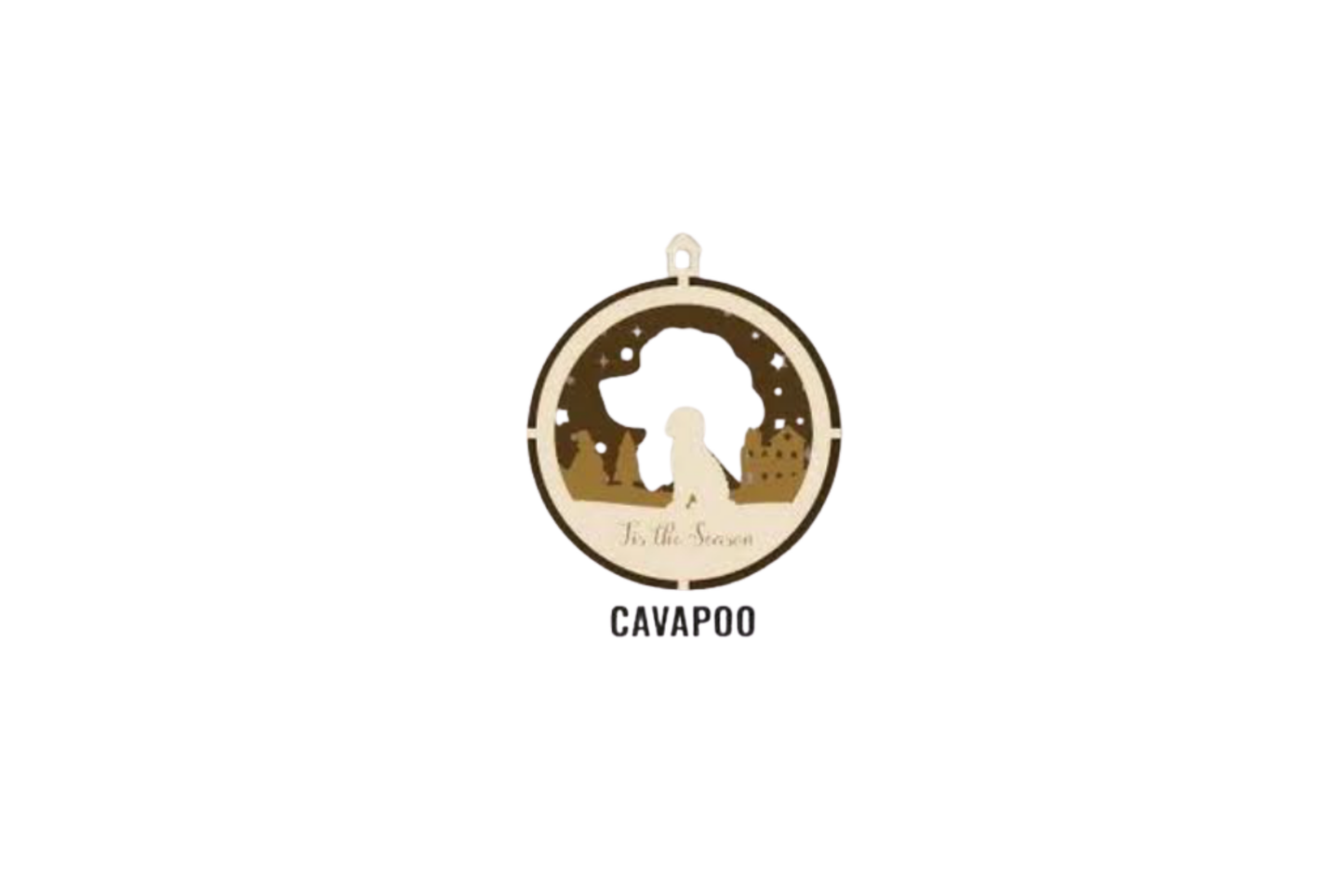 3 Layer Dog Ornament - Cavapoo - Laser Engraved Wood | Made in America