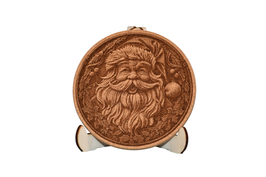 Christmas - Cork Coaster - Santa - Laser Engraved - Made in America