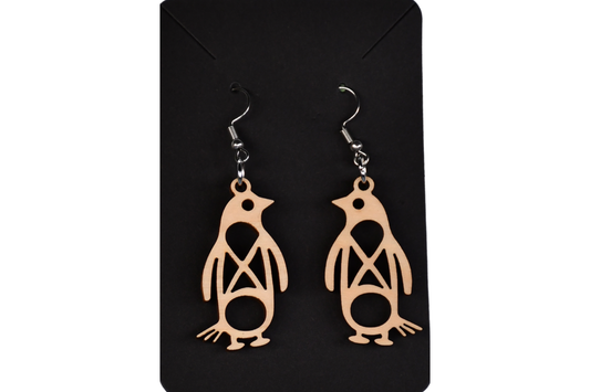 #12 EARRINGS - PENGUIN WOOD
