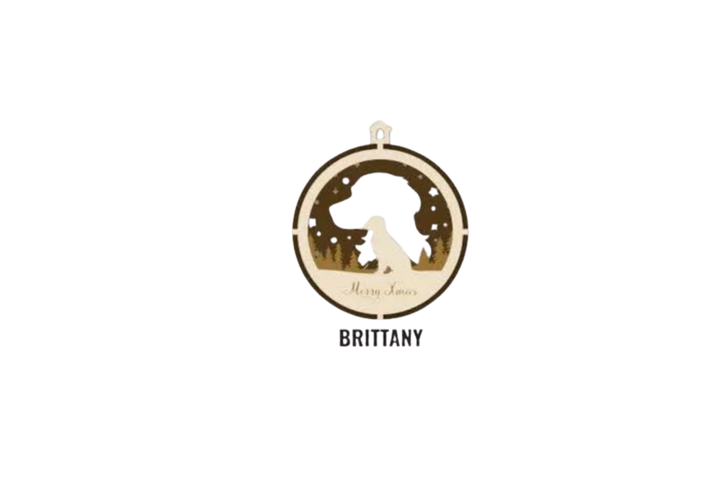 3 Layer Dog Ornament - Brittany - Laser Engraved Wood | Made in America