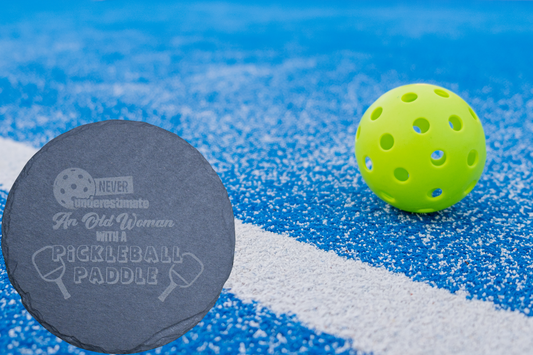 Pickleball - Never Underestimate and Old Woman - Slate