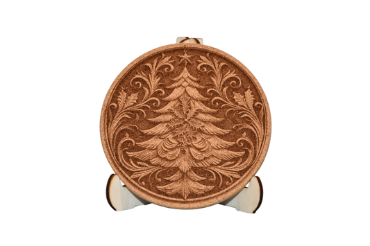 Christmas - Cork Coaster - Christmas Tree - Laser Engraved - Made in America