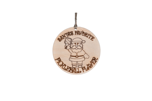 1 Layer Pickleball Ornament - Santa - Laser Engraved Wood | Made in America