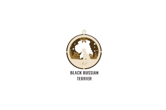 3 Layer Dog Ornament - Black Russian Terrier - Laser Engraved Wood | Made in America
