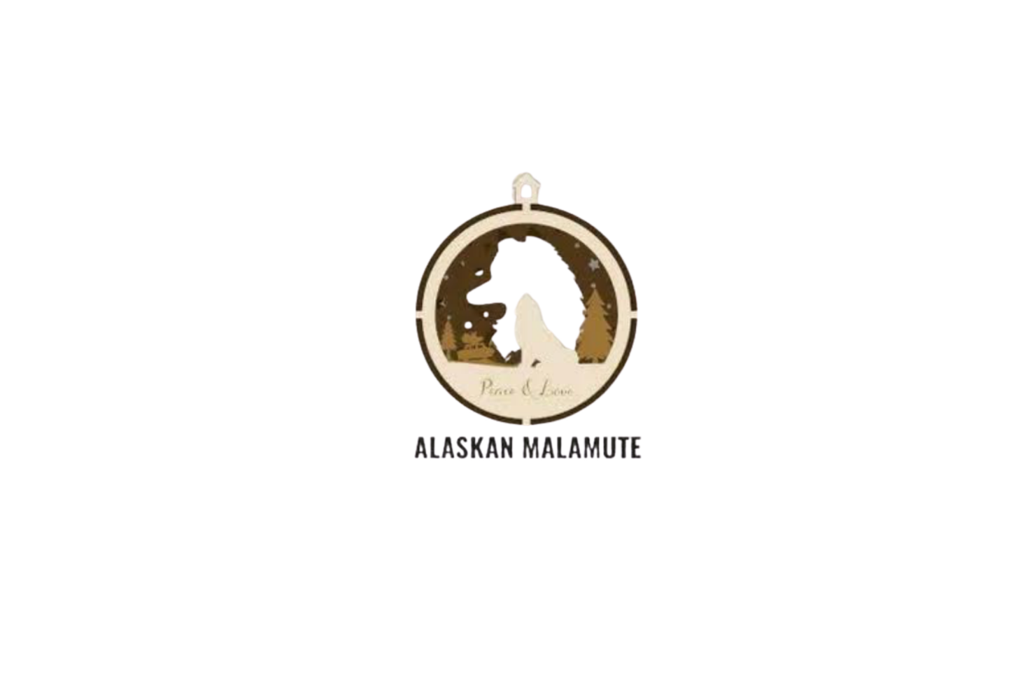 3 Layer Dog Ornament - Alaskan Malamute - Laser Engraved Wood | Made in America
