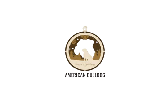 3 Layer Dog Ornament - American Bulldog - Laser Engraved Wood | Made in America