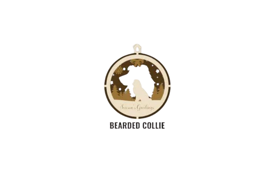 3 Layer Dog Ornament - Bearded Collie - Laser Engraved Wood | Made in America