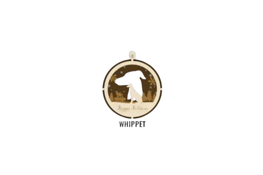 3 Layer Dog Ornament - Whippet - Laser Engraved Wood | Made in America