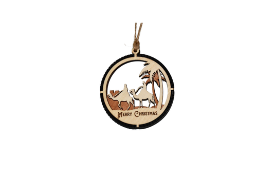 2 Layer Nativity Christmas Ornament - Camel - Laser Engraved - Made in America