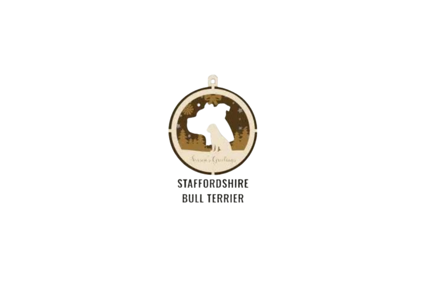 3 Layer Dog Ornament - Staffordshire Bull Terrier - Laser Engraved Wood | Made in America