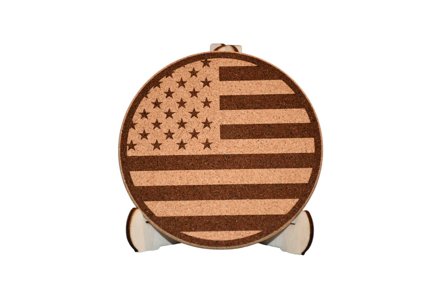 Patriotic - Cork Coaster - American Flag - Laser Engraved - Made in America