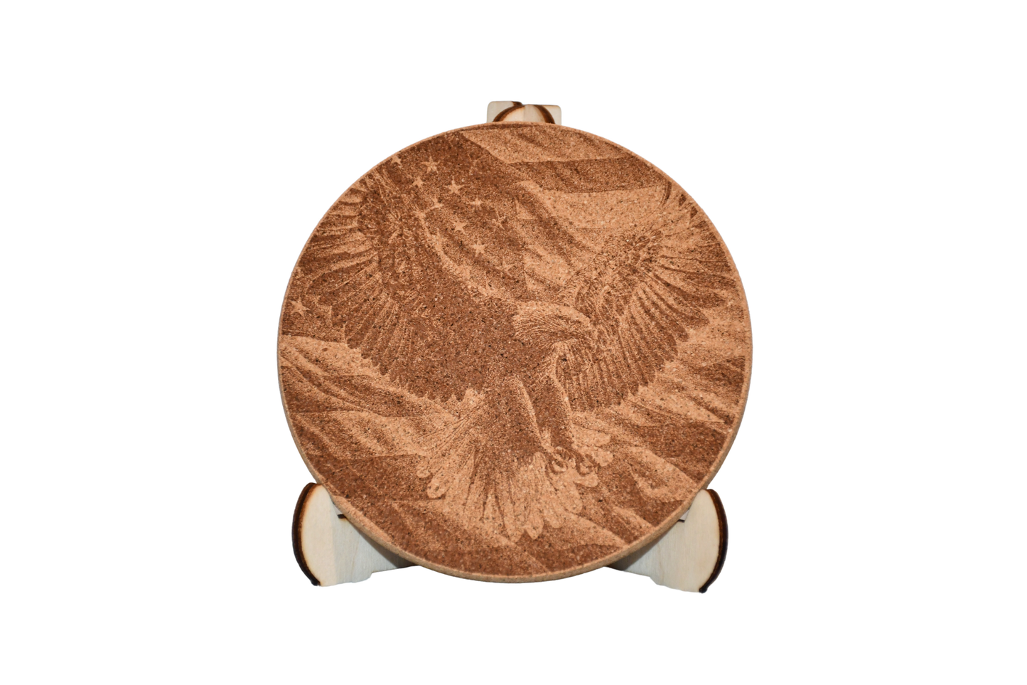 Patriotic - Cork Coaster - Flying Eagle - Laser Engraved - Made in America