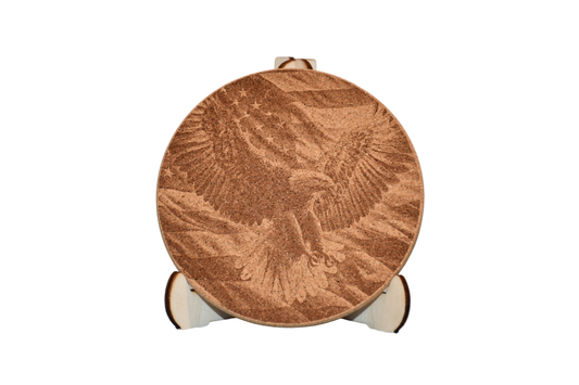 Patriotic - Cork Coaster - Flying Eagle - Laser Engraved - Made in America
