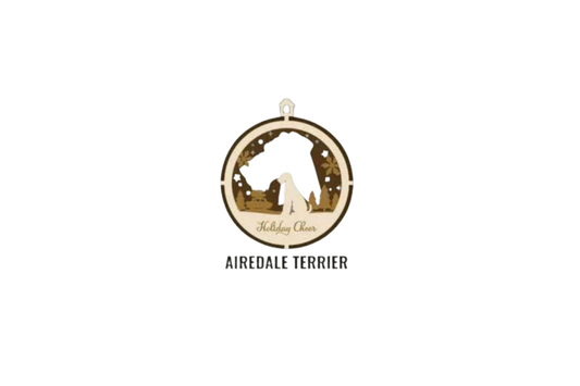 3 Layer Dog Ornament - Airedale Terrier - Laser Engraved Wood | Made in America