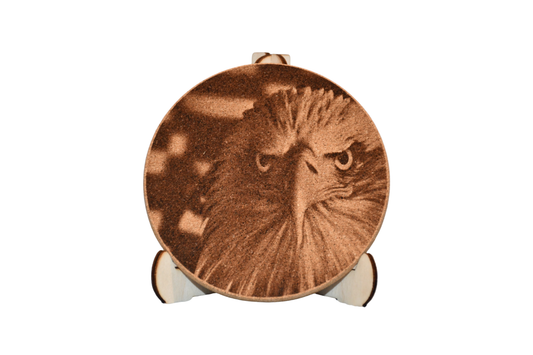 Patriotic - Cork Coaster - Bald Eagle - Laser Engraved - Made in America
