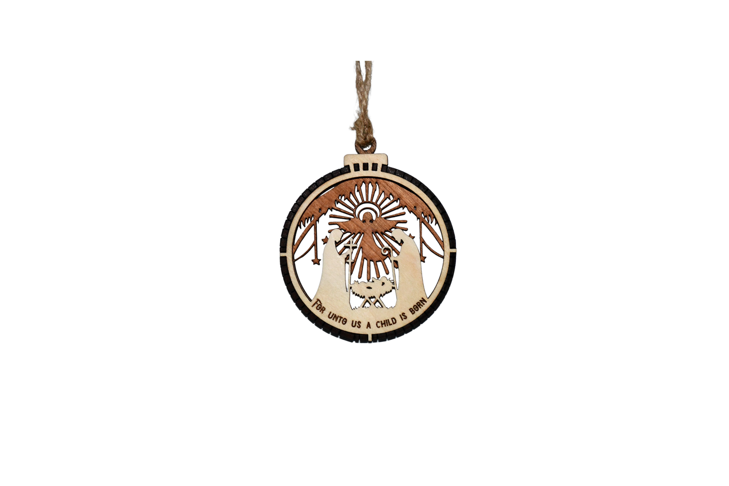 2 Layer Nativity Christmas Ornament - Baby Jesus - Angel - Laser Engraved - Made in America