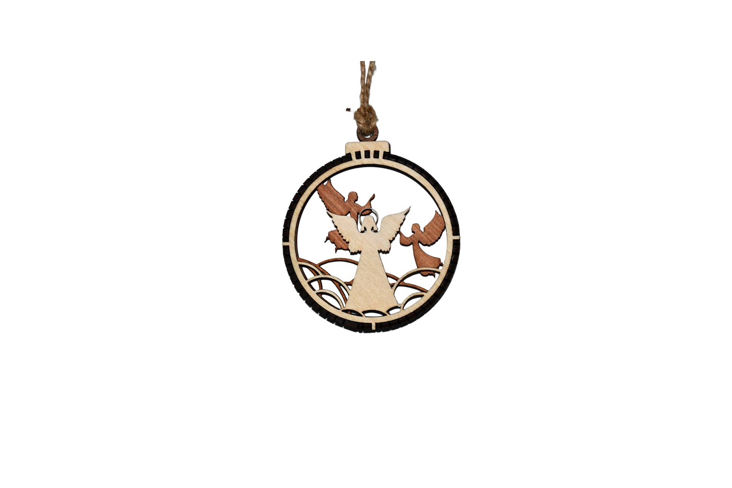 2 Layer Nativity Christmas Ornament - Angels - Laser Engraved - Made in America