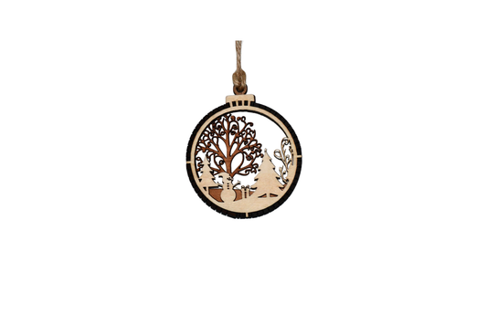 2 Layer Christmas Ornament - Snowman - Laser Engraved Wood | Made in America