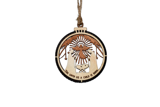 2 Layer Nativity Christmas Ornament - Baby Jesus - Angel - Laser Engraved - Made in America