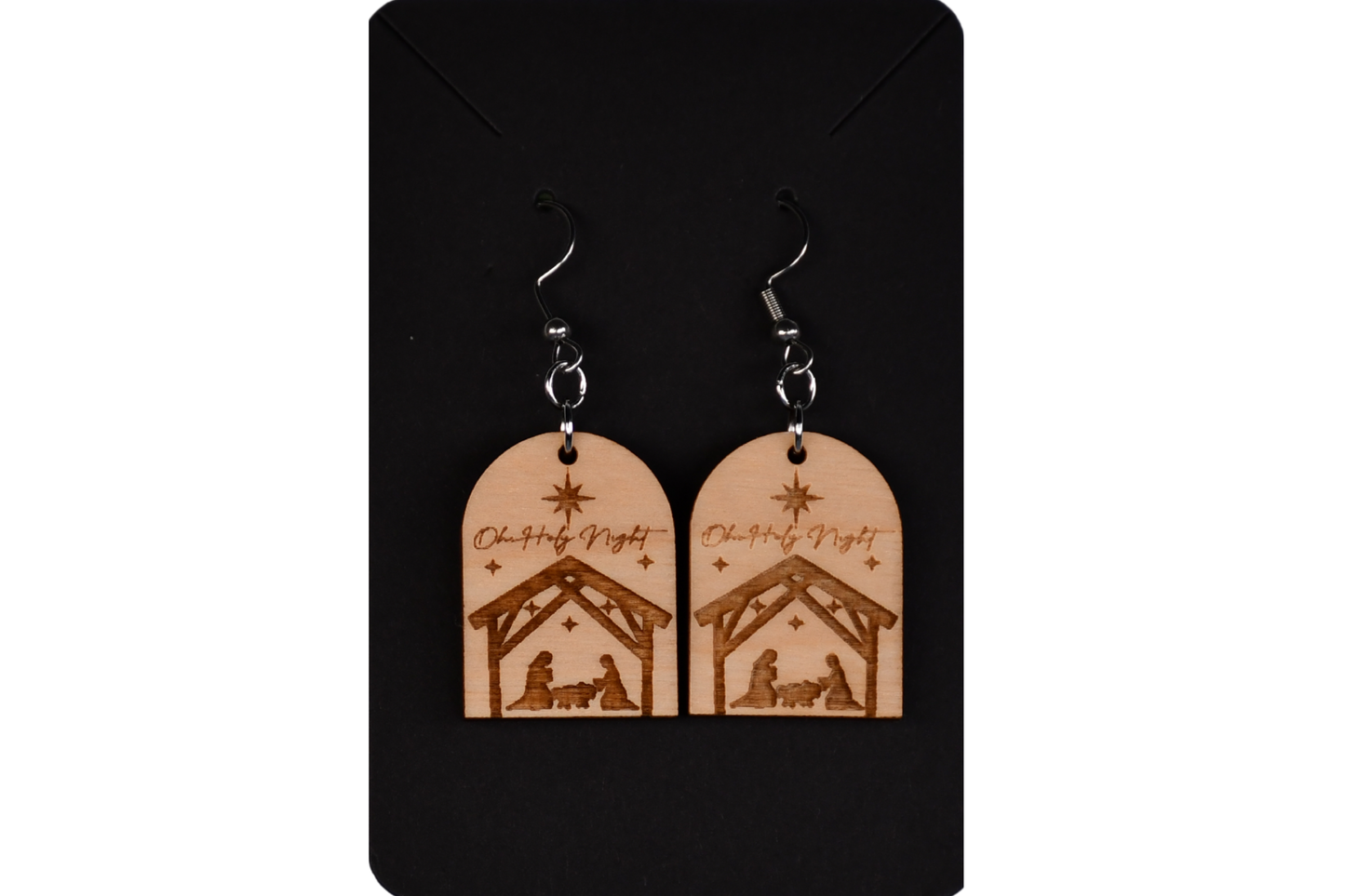 #8 EARRINGS - NATIVITY ARCH WOOD