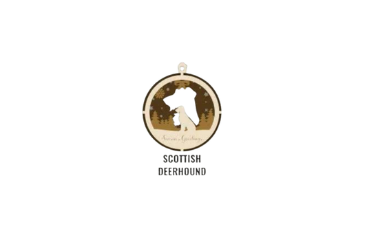 3 Layer Dog Ornament - Scottish Deerhound - Laser Engraved Wood | Made in America
