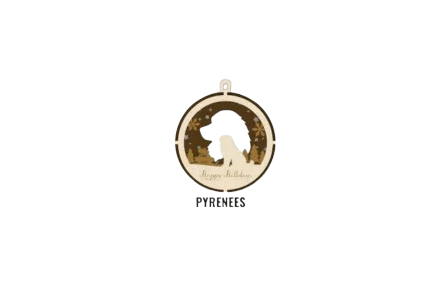 3 Layer Dog Ornament - Pyrenees - Laser Engraved Wood | Made in America