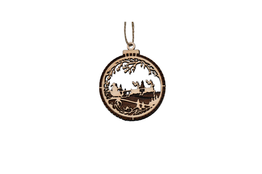 2 Layer Christmas Ornament - Santa - Reindeer - Laser Engraved Wood | Made in America