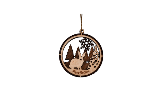 2 Layer Christmas Ornament - Bunny - Laser Engraved Wood | Made in America