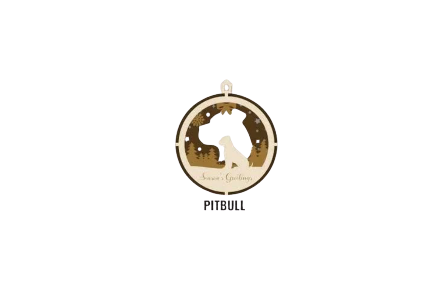 3 Layer Dog Ornament - Pitbull - Laser Engraved Wood | Made in America