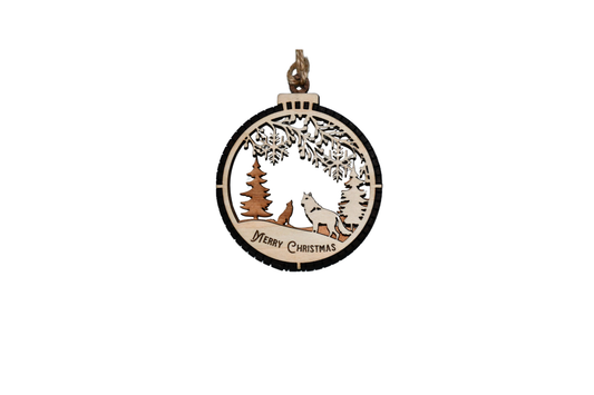 2 Layer Christmas Ornament - Canidae (Dog, Wolf) - Laser Engraved Wood | Made in America