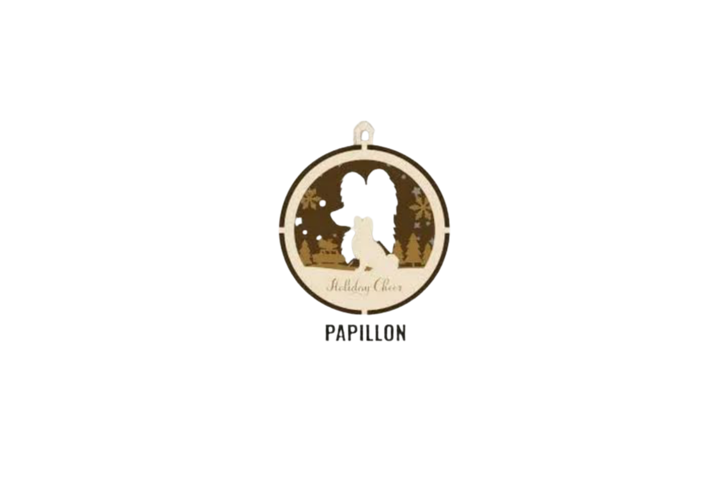 3 Layer Dog Ornament - Papillon - Laser Engraved Wood | Made in America