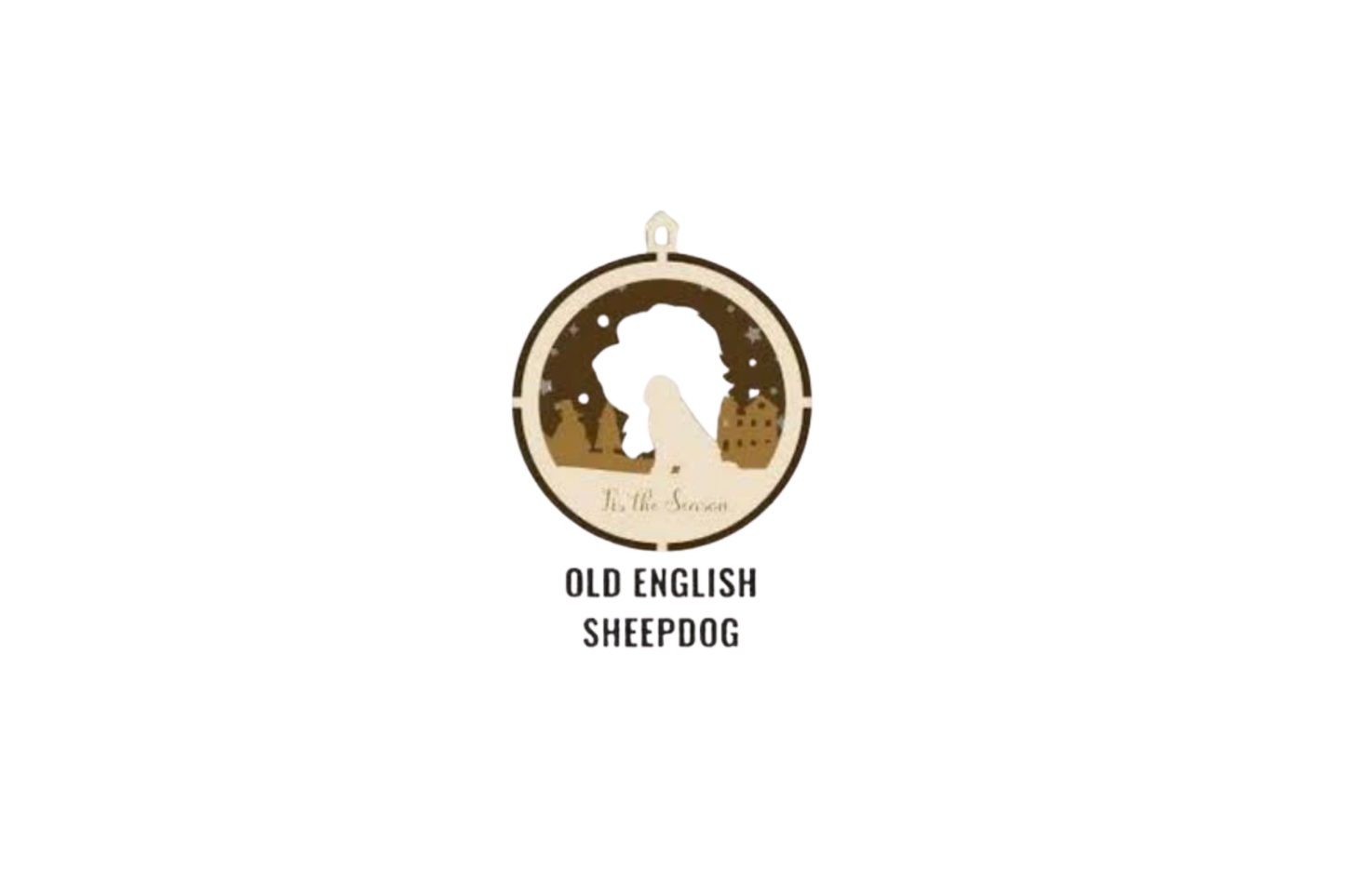 3 Layer Dog Ornament - Old English Sheepdog - Laser Engraved Wood | Made in America