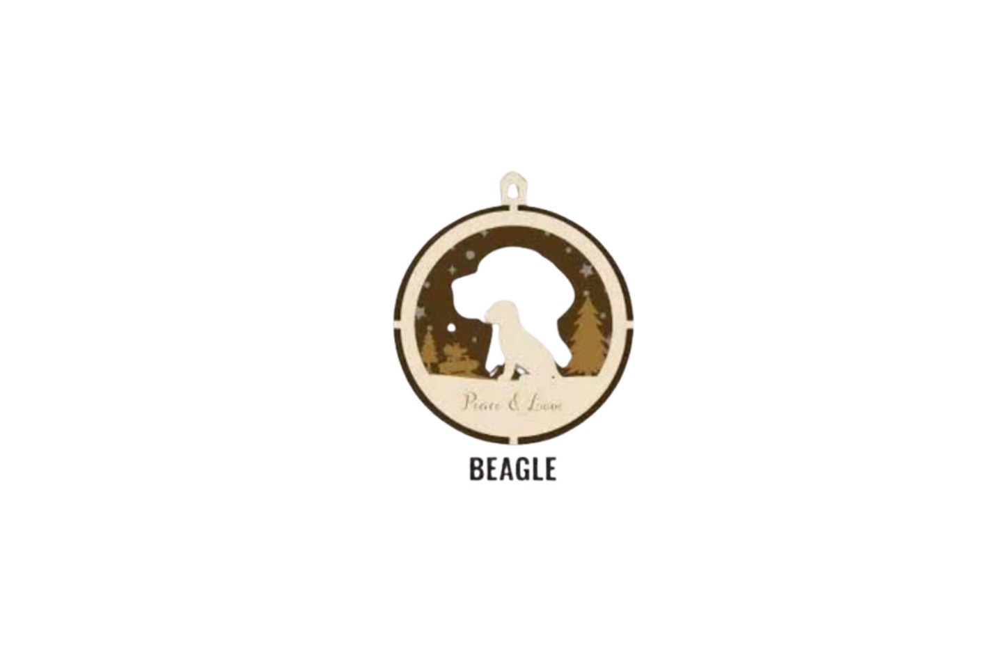 3 Layer Dog Ornament - Beagle - Laser Engraved Wood | Made in America