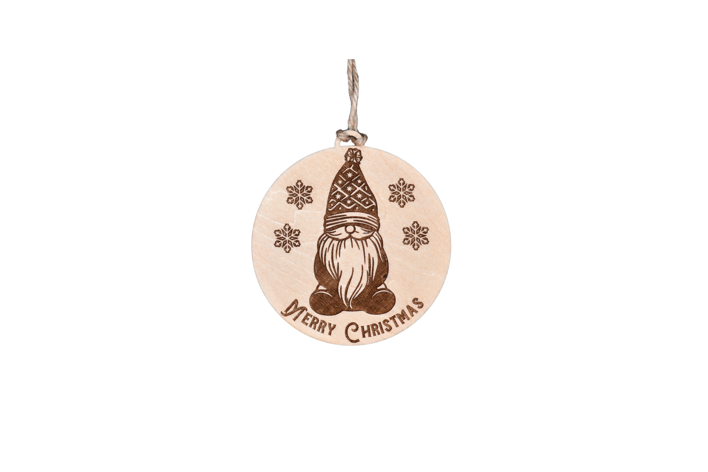 1 Layer Christmas Ornament - Gnome - Laser Engraved Wood | Made in America