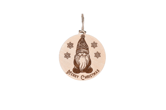 1 Layer Christmas Ornament - Gnome - Laser Engraved Wood | Made in America