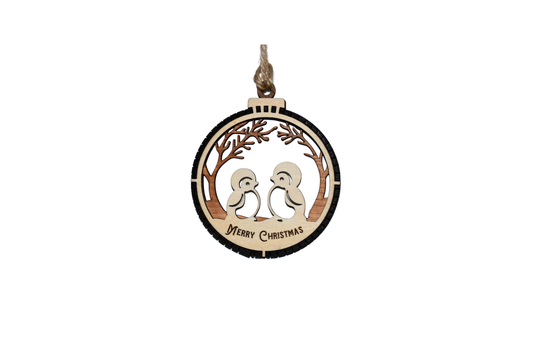 2 Layer Christmas Ornament - Birds - Laser Engraved Wood | Made in America