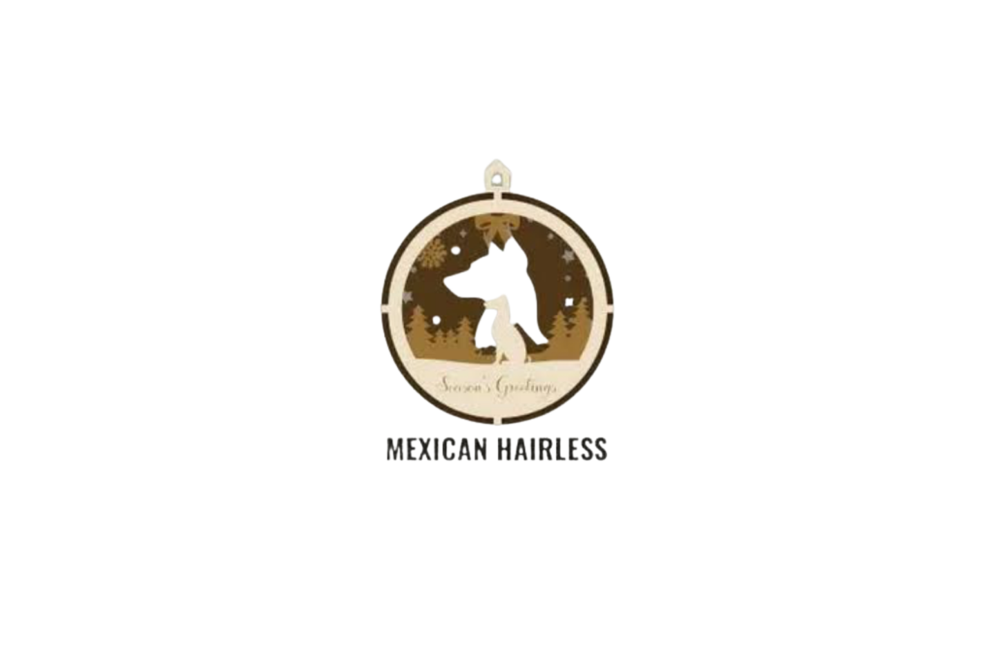 3 Layer Dog Ornament - Mexican Hairless - Laser Engraved Wood | Made in America