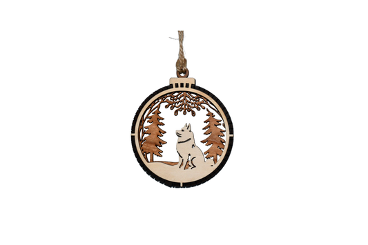 2 Layer Christmas Ornament - Canidae (Dog, Wolf) - Laser Engraved Wood | Made in America
