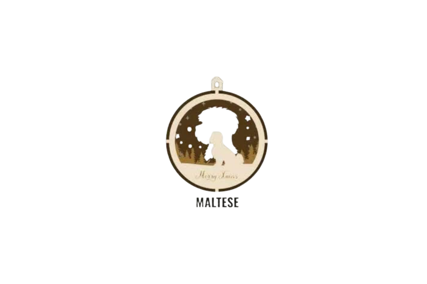 3 Layer Dog Ornament - Maltese - Laser Engraved Wood | Made in America