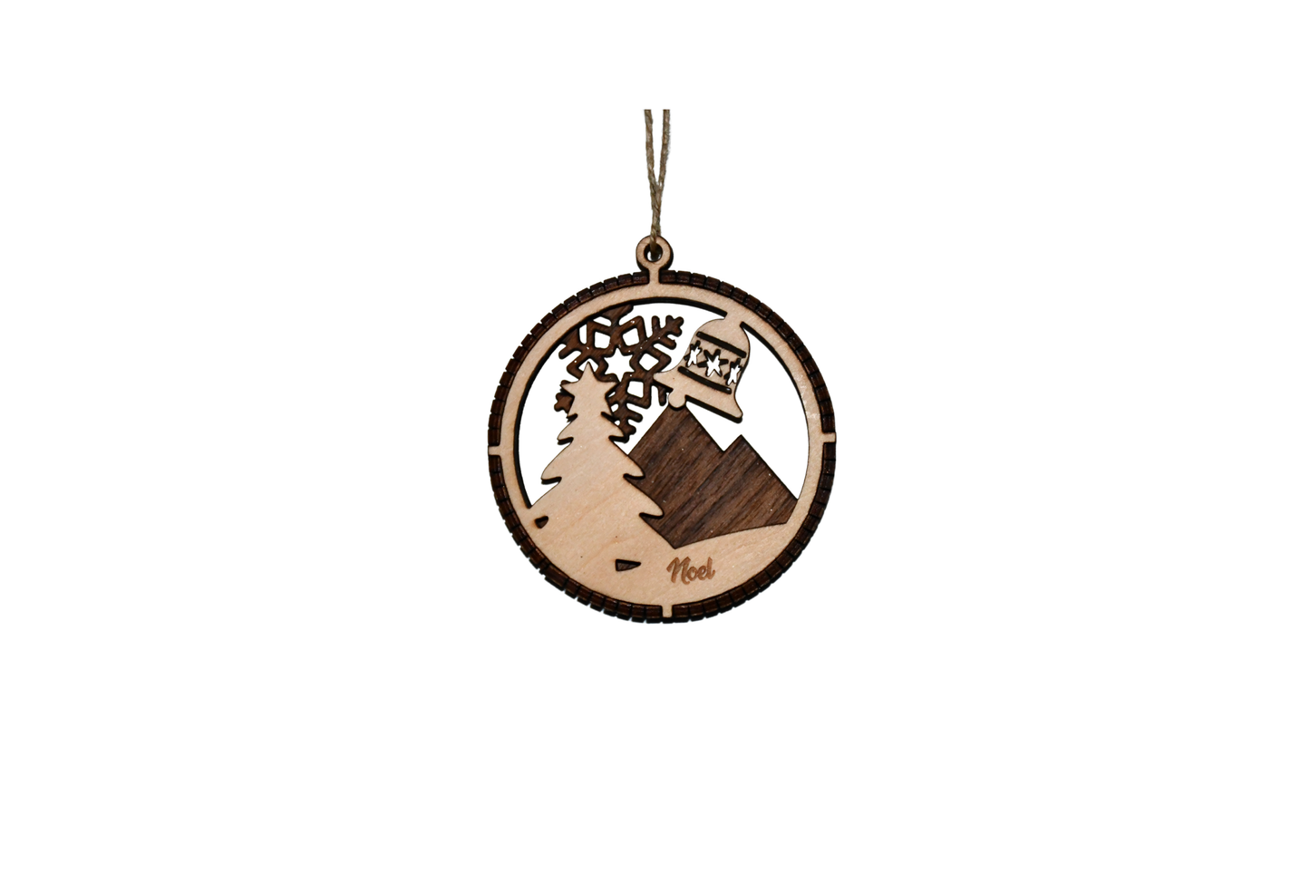 2 Layer Christmas Ornament - Tree - Bell - Laser Engraved Wood | Made in America