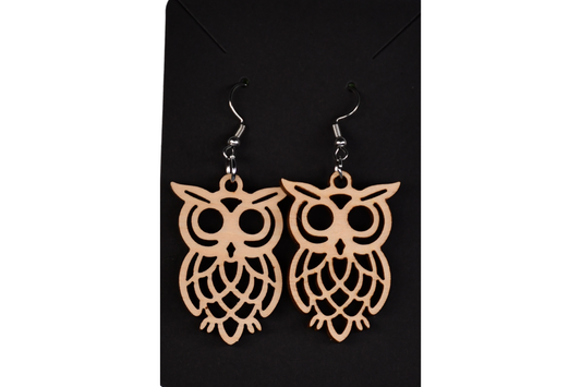 #9 EARRINGS - OWL WOOD