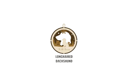 3 Layer Dog Ornament - Longhaired Dachshund - Laser Engraved Wood | Made in America